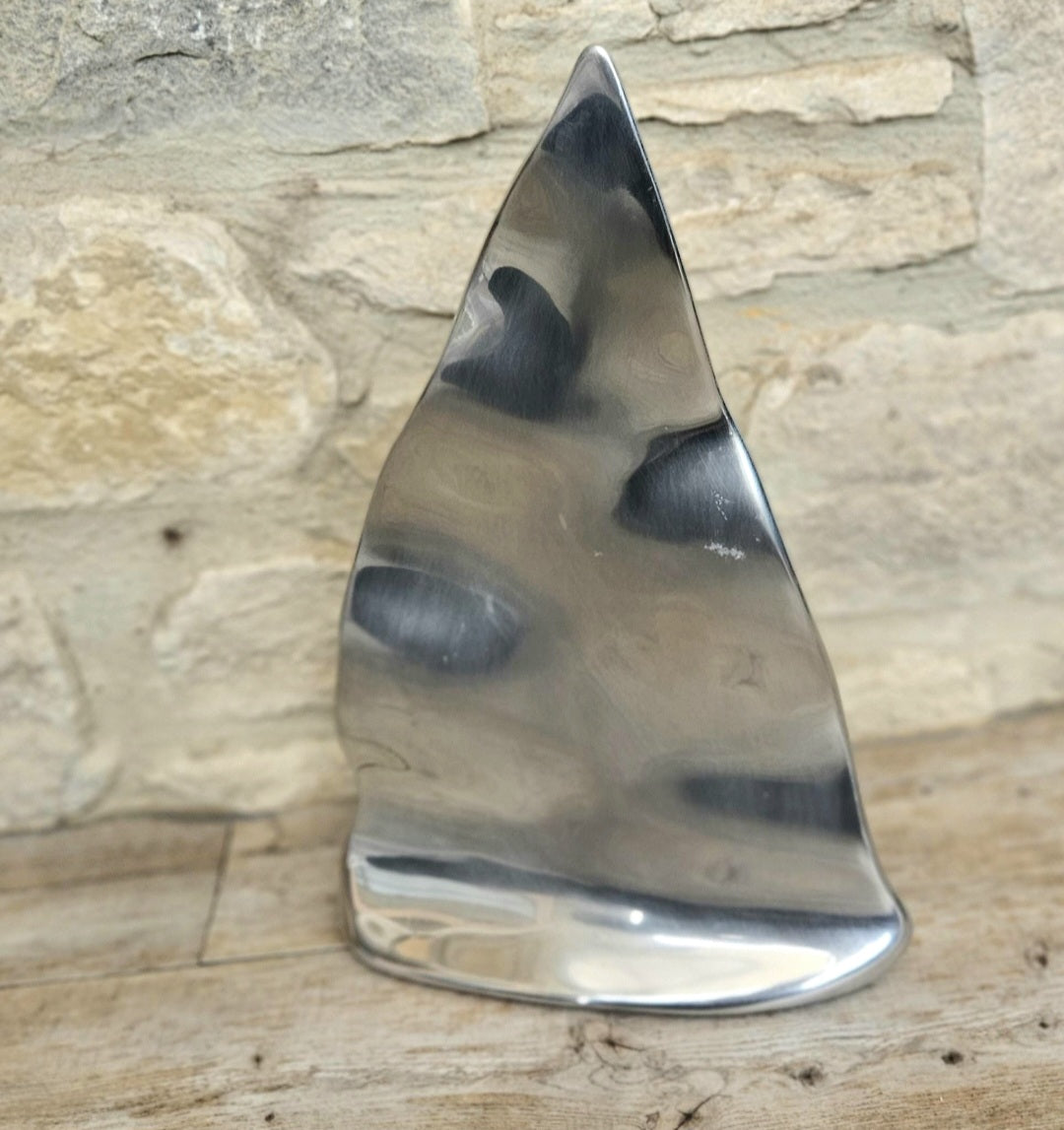 Vintage Large Hoselton Sailboat Abstract Aluminium Sculpture Signed Minimalist Nautical Decor 22cm Tall
