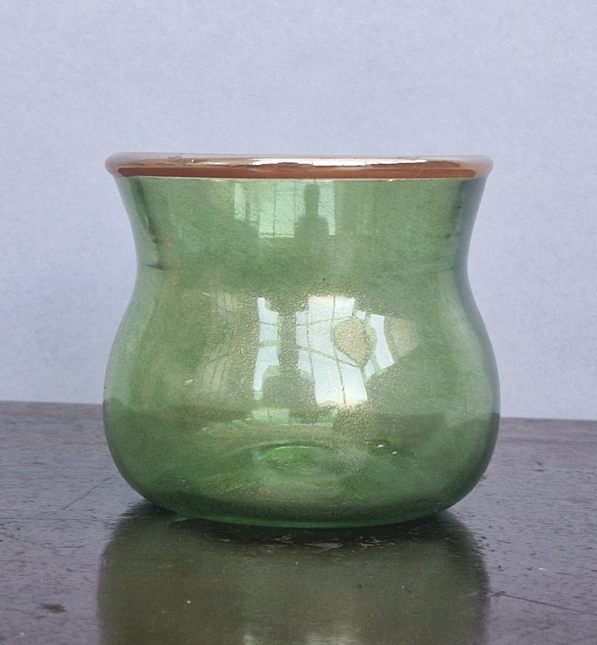 Antique Probable Salviati Dott. Murano Glass Small Beaker Green Gold Leaf, Venetian c.1875–1890, Handblown 13.5cm Rare