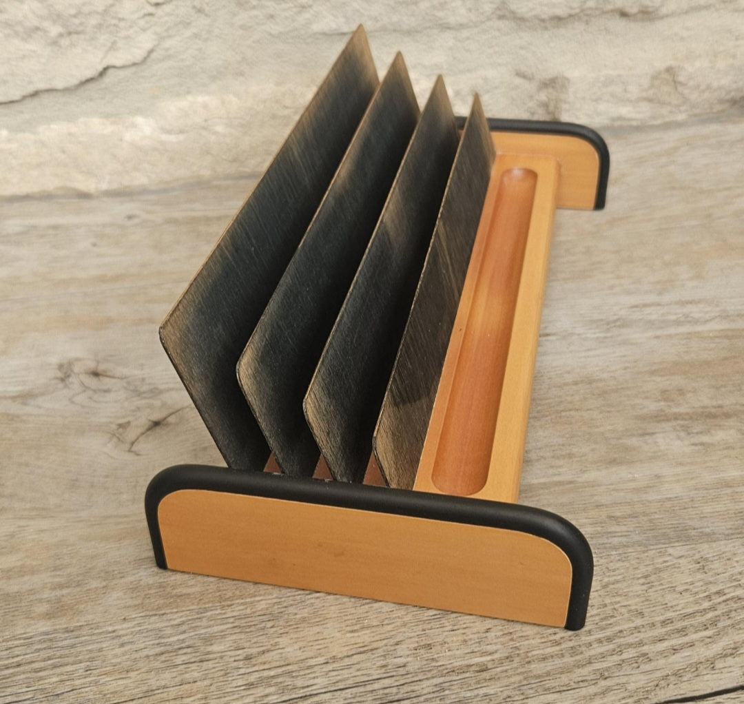 Midcentury Italian Wood Letter rack Giorgio Pizzitutti Designer Stylish Minimalist Decor