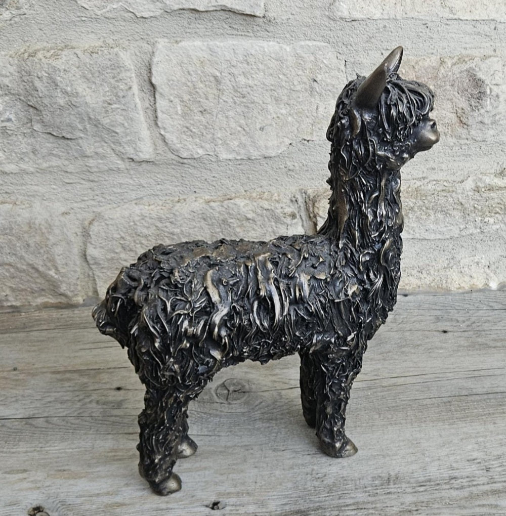 Alpaca Sculpture Ornament Figure Veronica Ballan Cold Cast Resin 10" Frith England