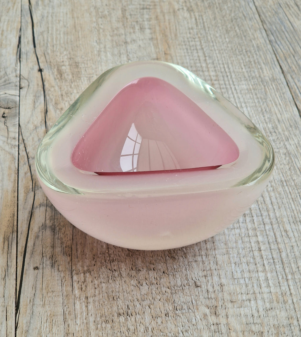 Archimede Seguso Opaline Pink Geode Bowl Murano Glass 1950's Italy