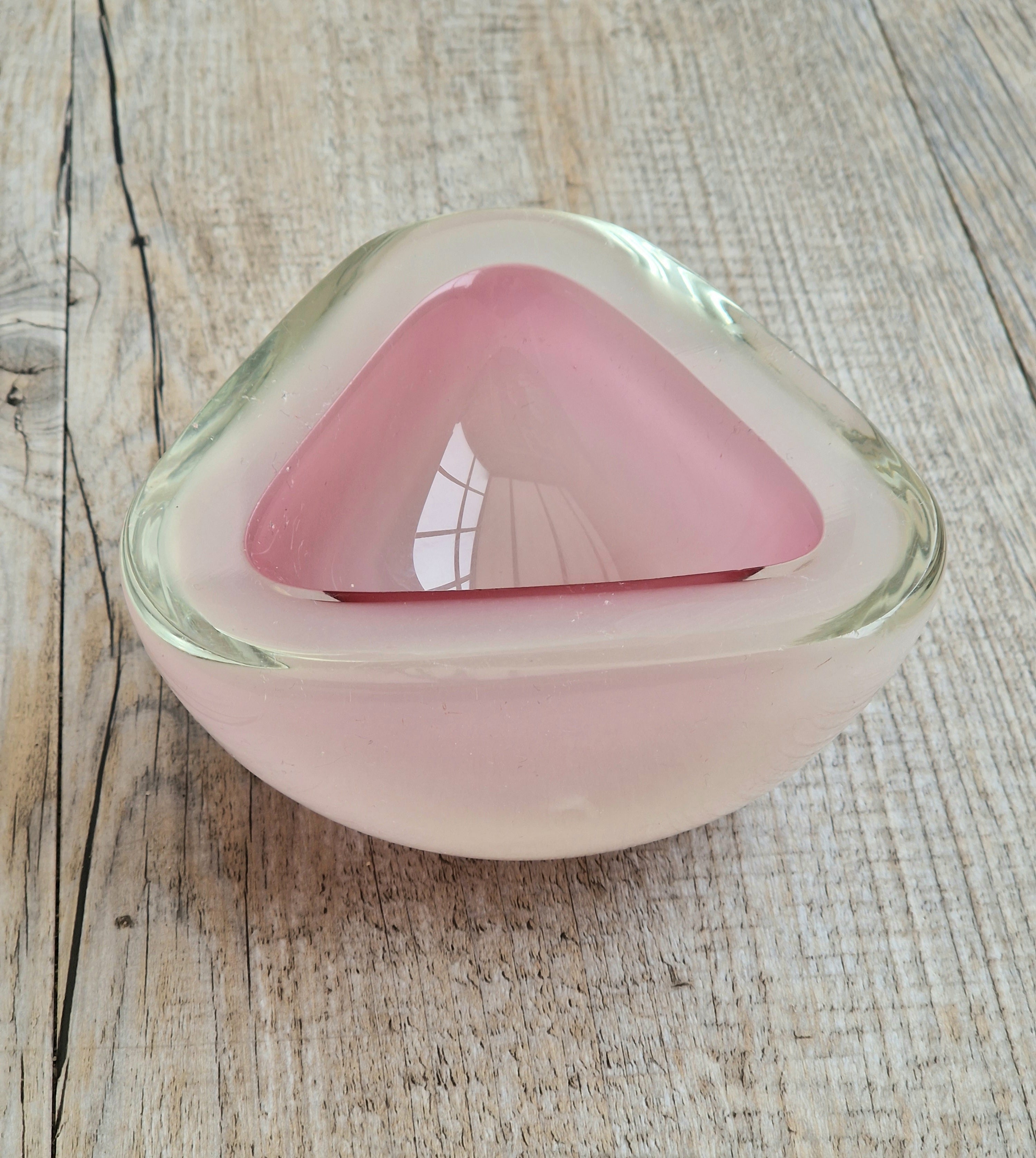Archimede Seguso Opaline Pink Geode Bowl Murano Glass 1950's Italy