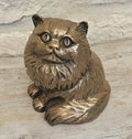 Vintage Heavy Sitting Fat Cat Figure Sculpture Cold Cast Bronze-Resin Signed 11cm Tall