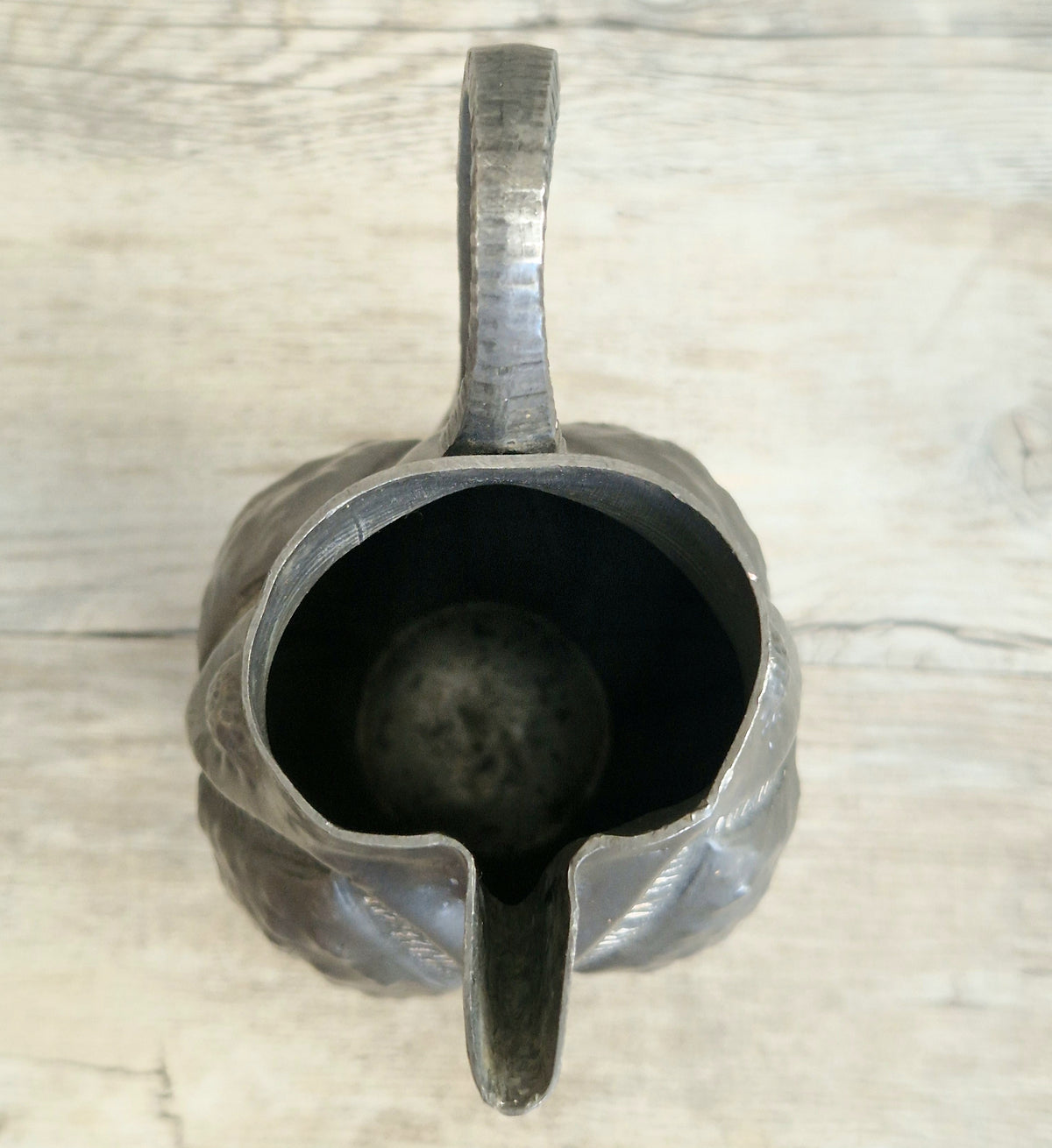 Antique French Art Deco Pewter Pitcher by Alice and Eugene Chanal Hand Hammered Jug Signed