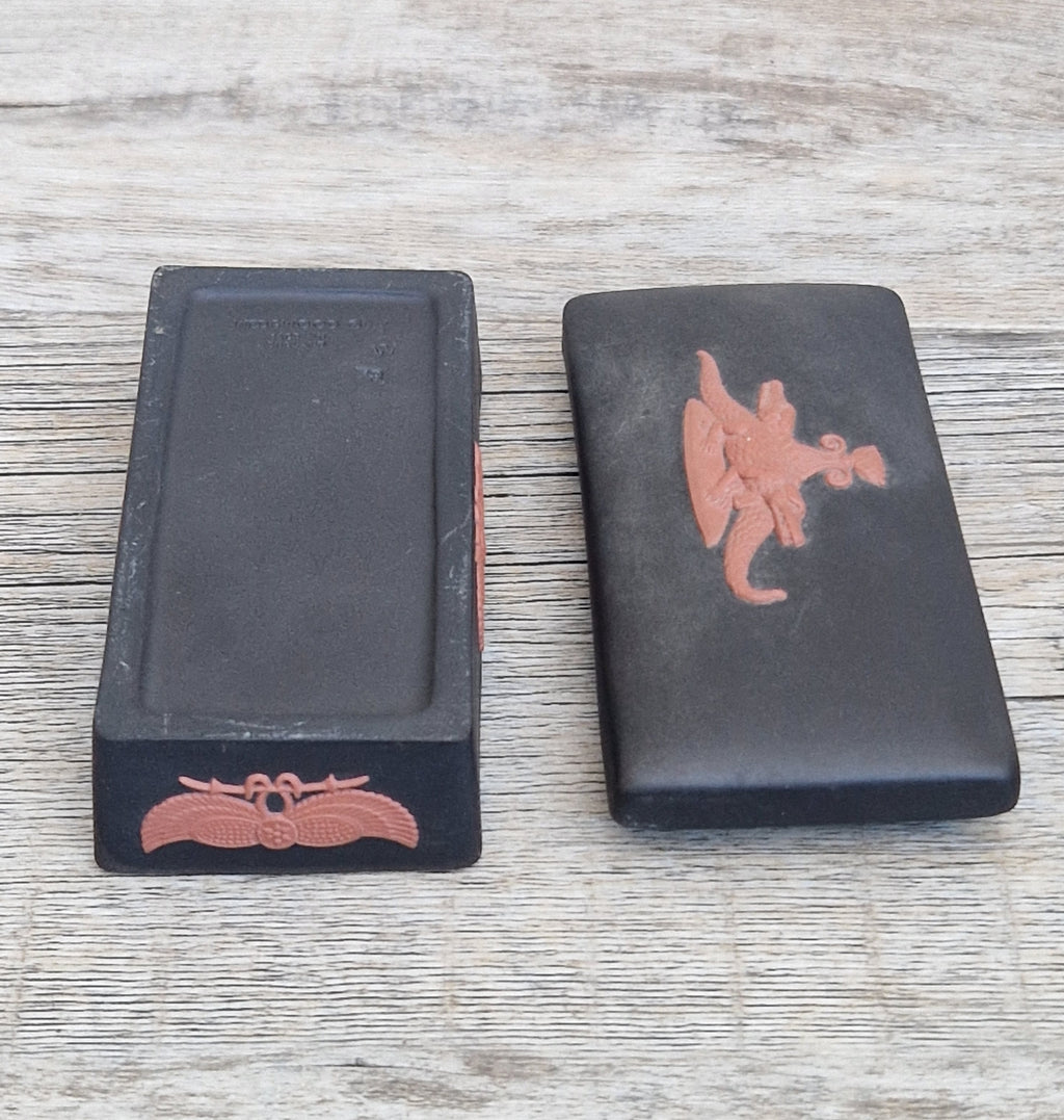Wedgwood Black Jasperware Terracotta Egyptian Crocodiles Trinket Box