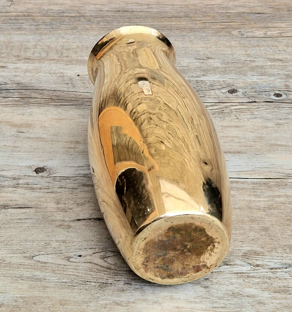 Art Deco Heavy Brass Baluster Vase Weighted Base Antique Brass Decor
