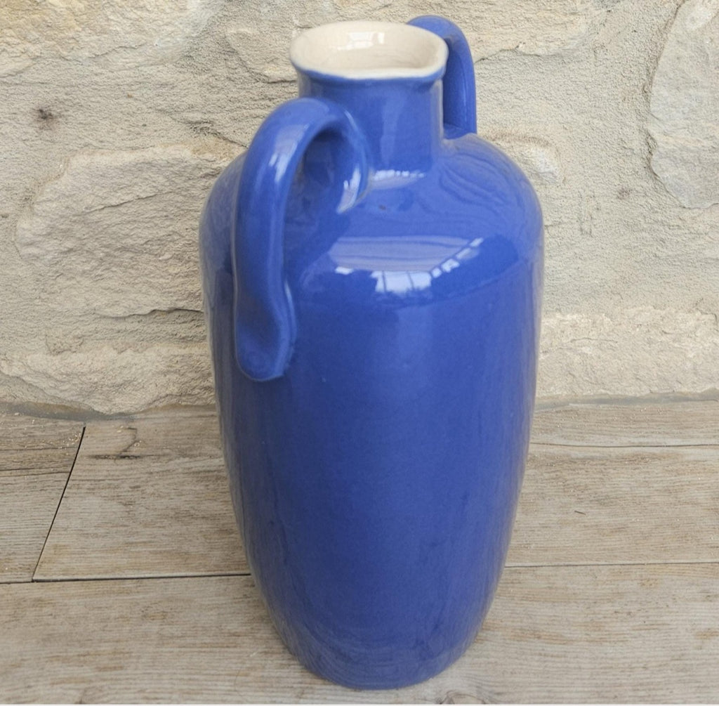 Antique Royal Doulton Vase Blue Stoneware Made in England 8" Tall