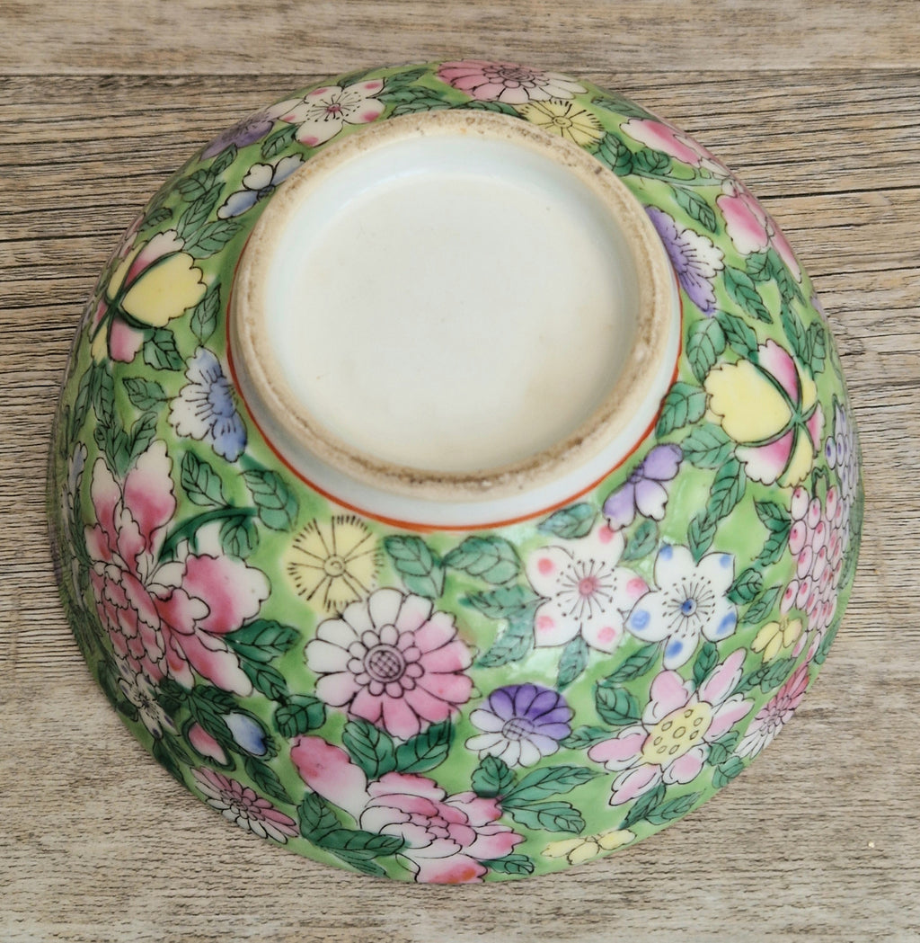 Chinese Republic Period 'Mille Fleur' Porcelain Bowl All-Over Hand-Painted Famille Rose 6" Decorative Bowl