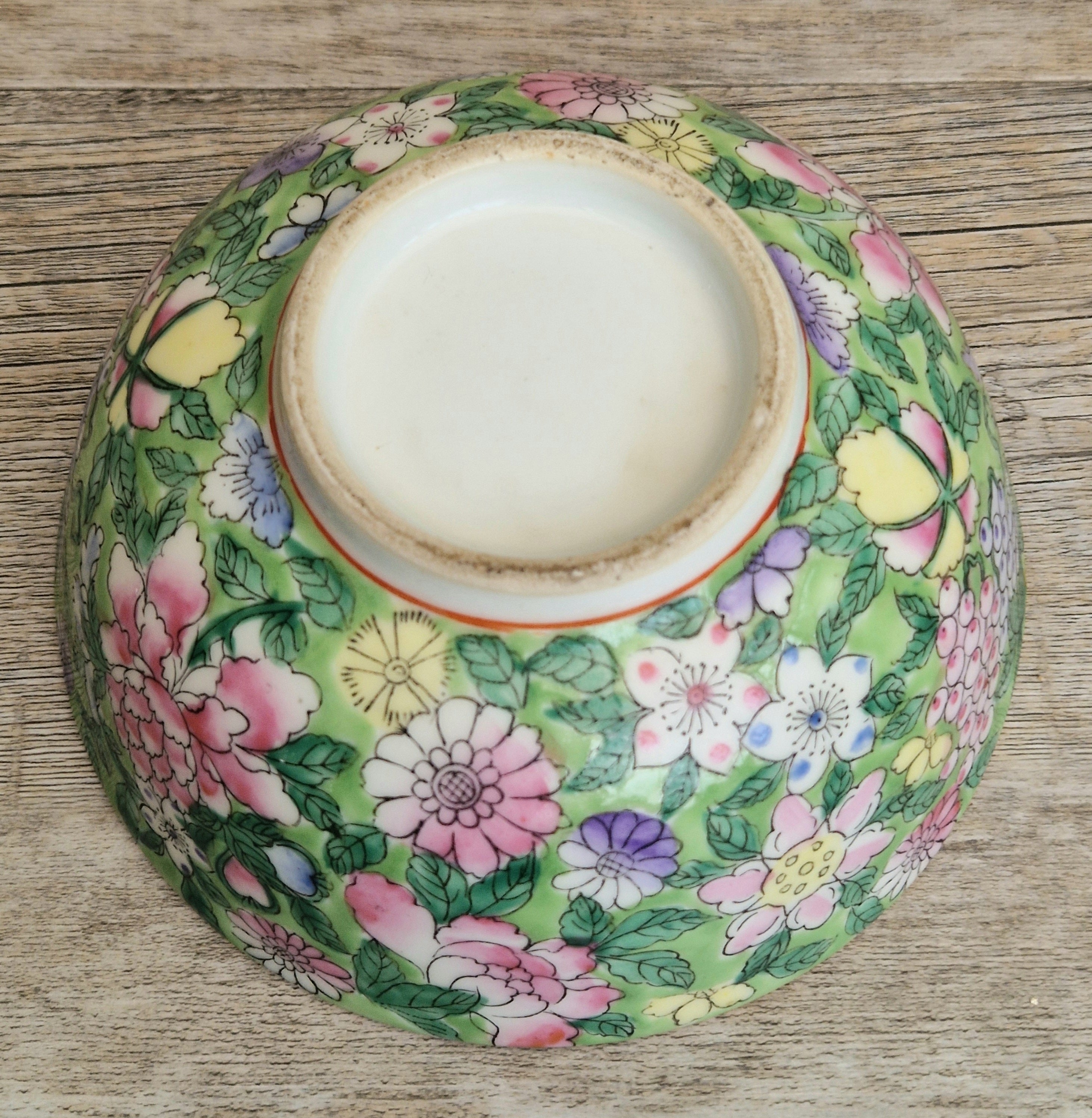 Chinese Republic Period 'Mille Fleur' Porcelain Bowl All-Over Hand-Painted Famille Rose 6" Decorative Bowl