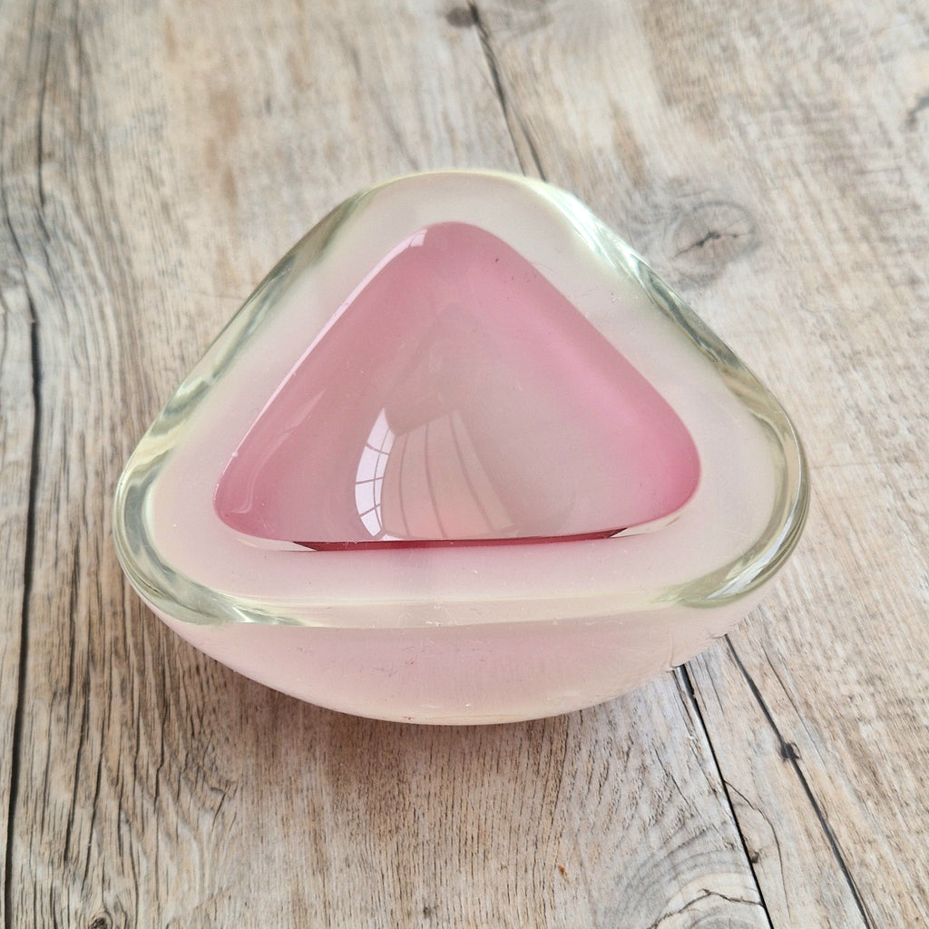 Archimede Seguso Opaline Pink Geode Bowl Murano Glass 1950's Italy