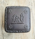 Vintage Wedgwood Black Basalt Neo-Classical Square Trinket Box 1963