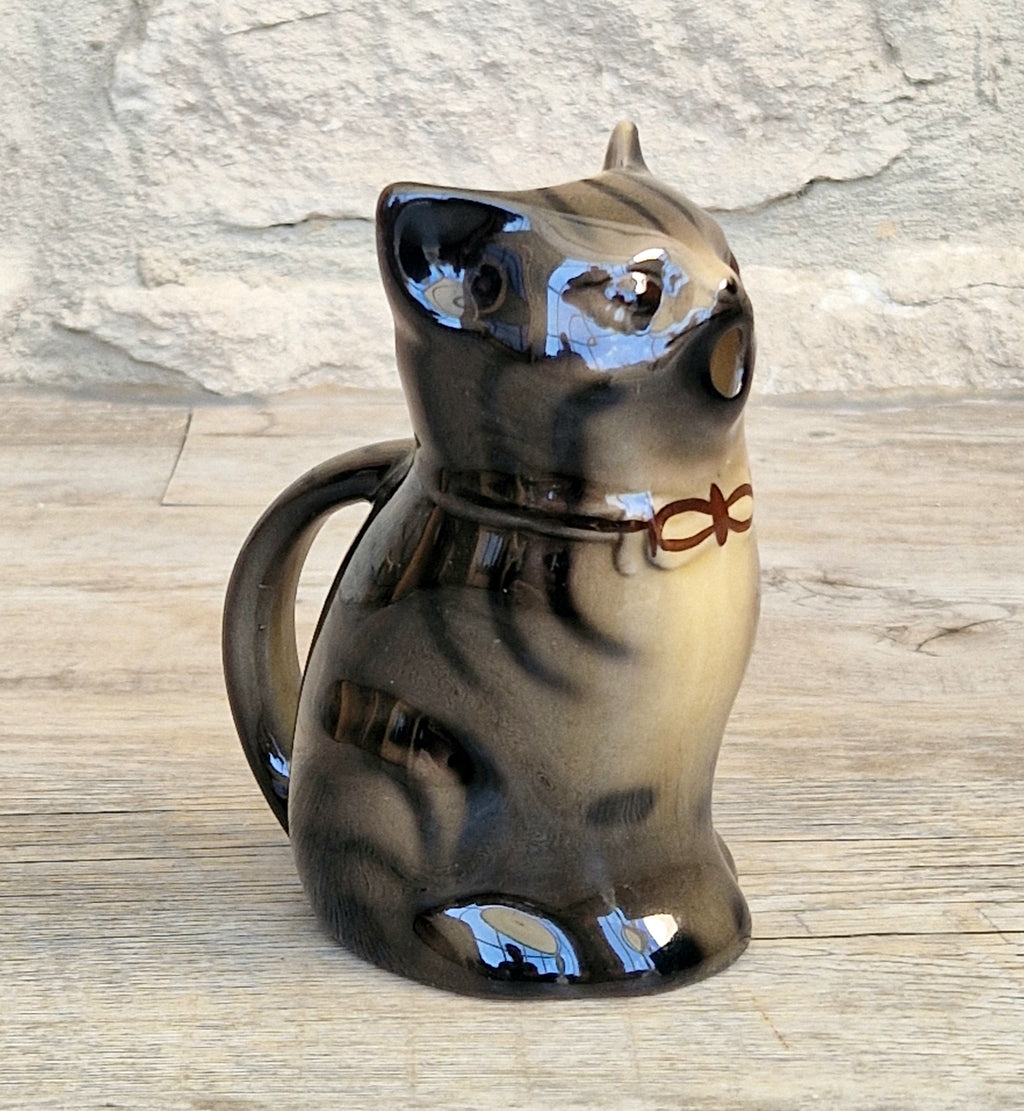 Vintage 1970's Tony Wood Studio Ceramic Bengal Cat Creamer Jug