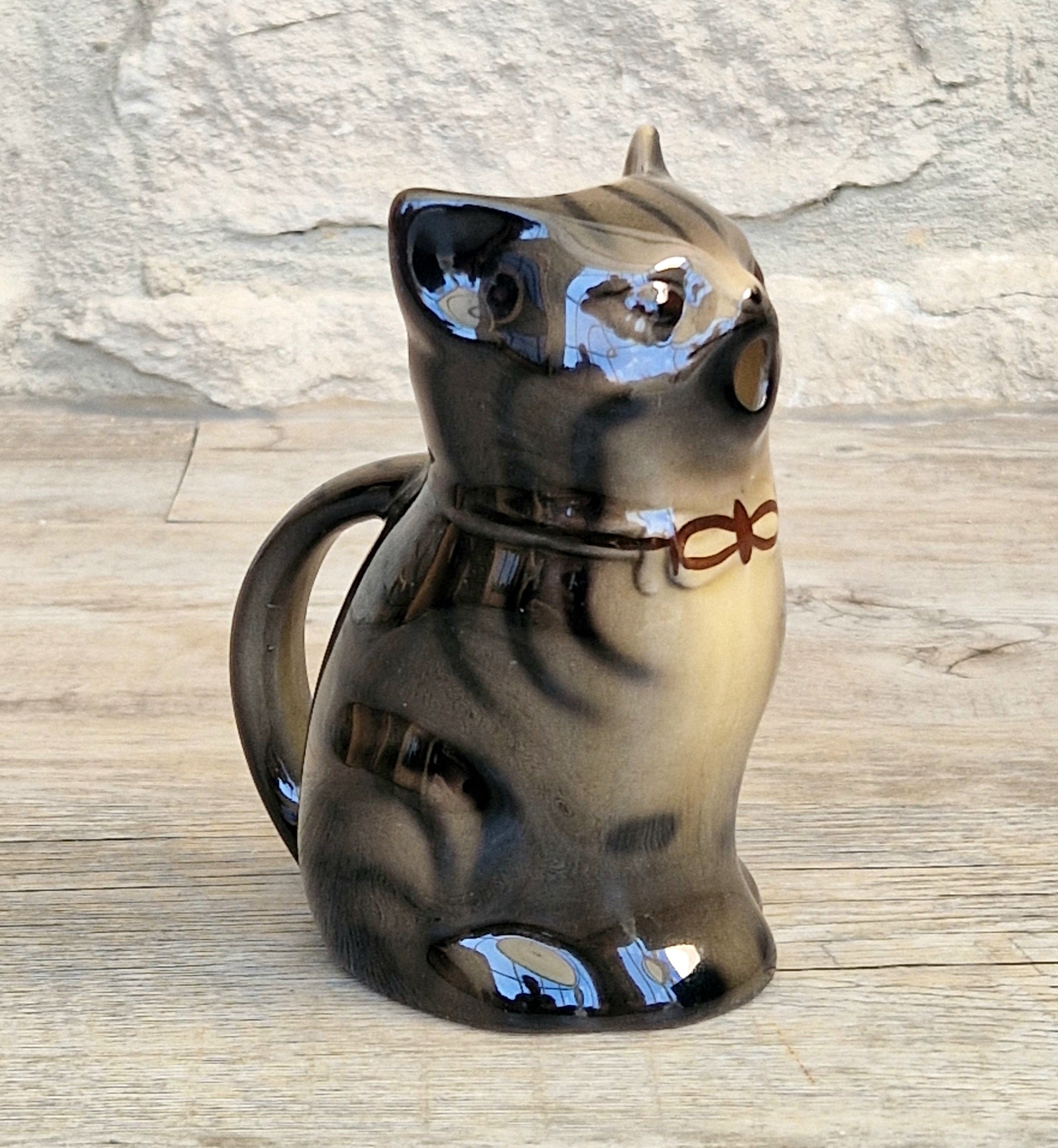 Vintage 1970's Tony Wood Studio Ceramic Bengal Cat Creamer Jug