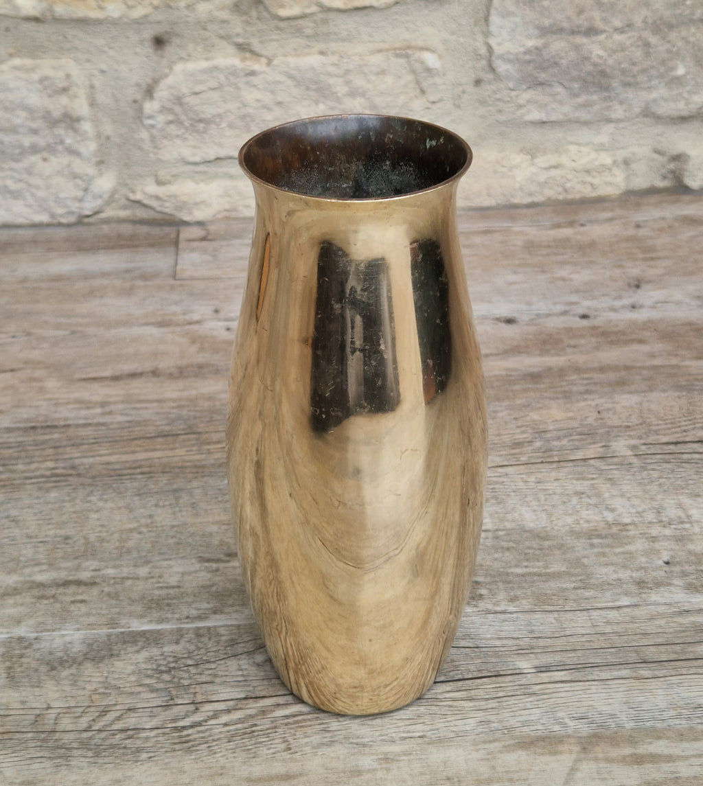 Art Deco Heavy Brass Baluster Vase Weighted Base Antique Brass Decor