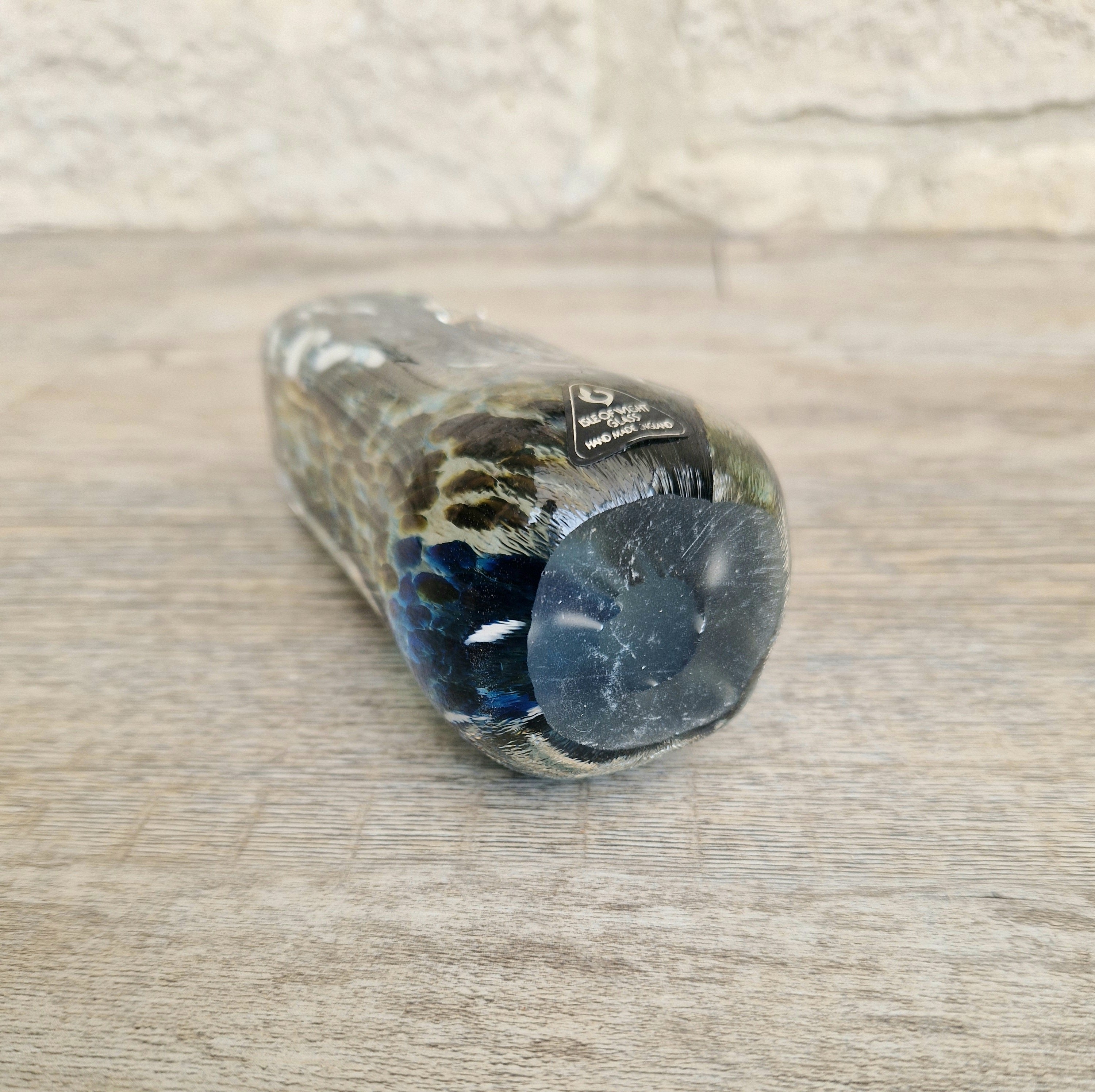 1980's Isle of Wight Art Glass 'Off the Shelf' Obelisk Paperweight Rare & Perfect With Label