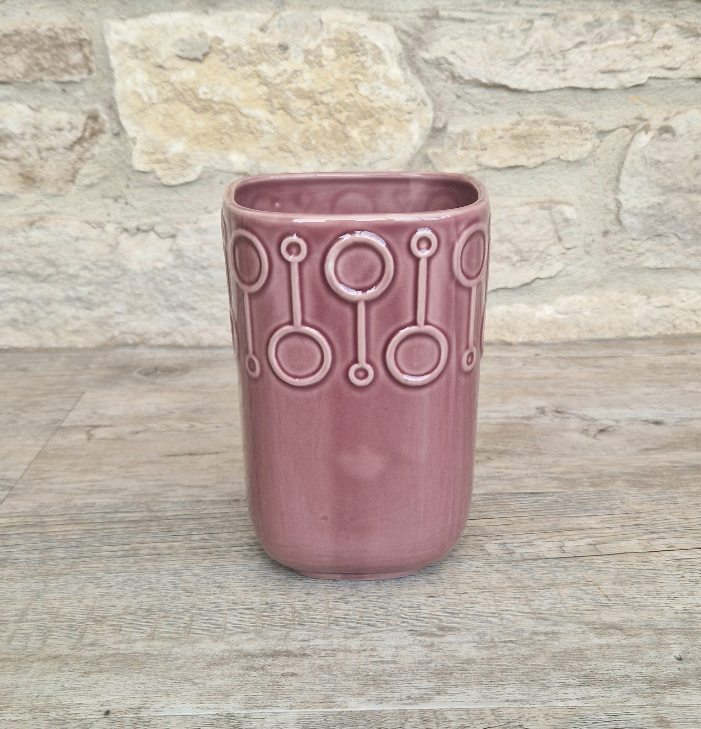 Vintage Pink Flower Vase IKEA Scandinavian Design, 7" Tall