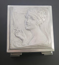 Art Nouveau Lady Aluminium Lidded Box Made in London England Stamped (1905-1924) 13.5cm Square X 6.5cm Tall Arts and Crafts Box