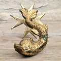 Vintage Heavy Cast Brass Maltese Cross & Dolphin Door Knocker 1950's