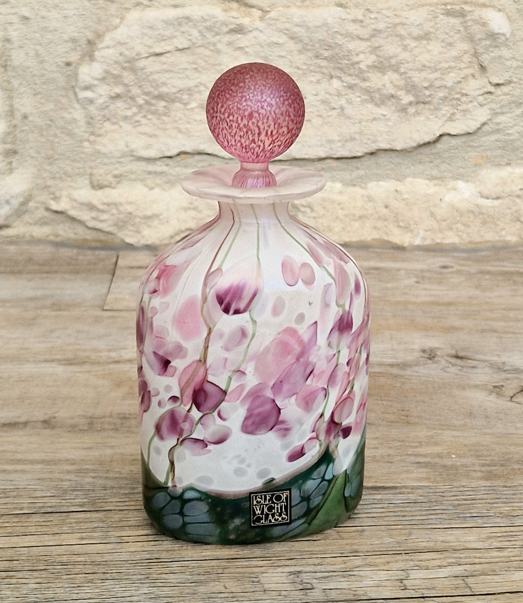 Isle Of Wight Glass Perfume Bottle, Lilac Flower Garden, Michael & Elizabeth Harris