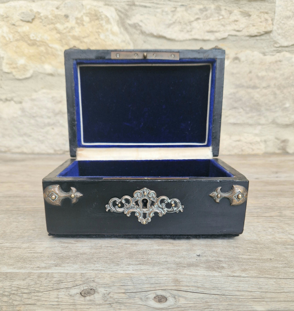 Antique Napoleon 111 Ebonised Neo-Classical Bronze Cameo Dome Top Trinket Jewellery Casket c.1852-1870