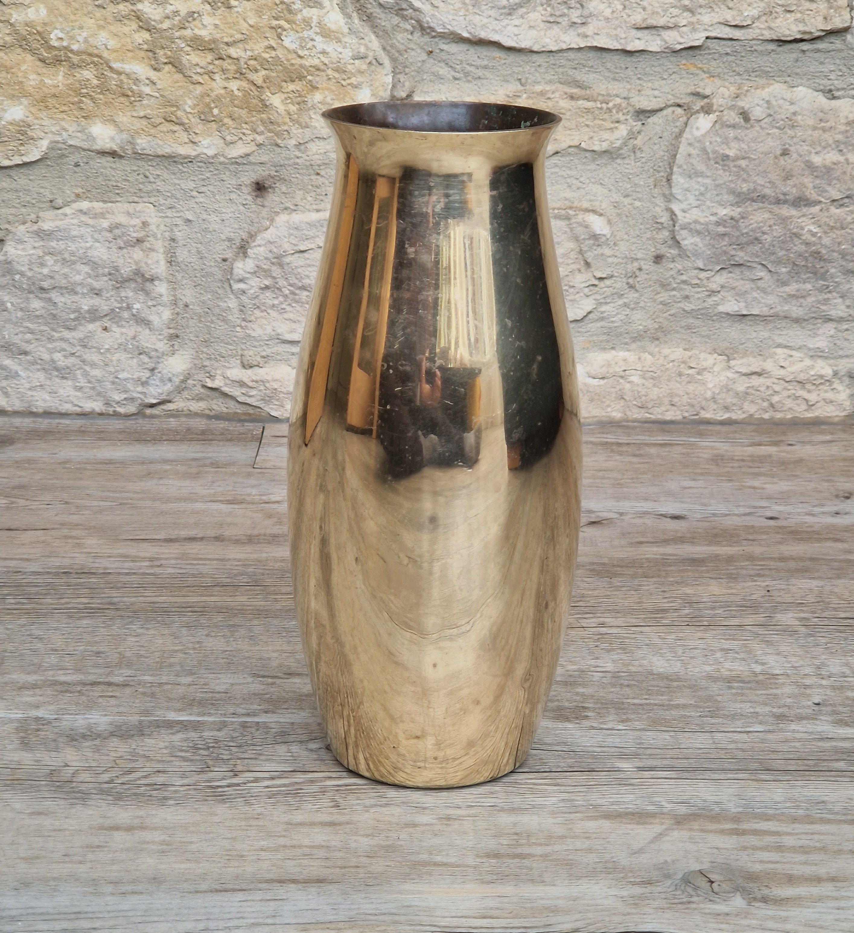 Art Deco Heavy Brass Baluster Vase Weighted Base Antique Brass Decor