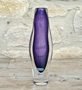 Vintage Smålandshyttan Sweden Amethyst Glass Vase Josef Schott Double Label Mid Century 20cm
