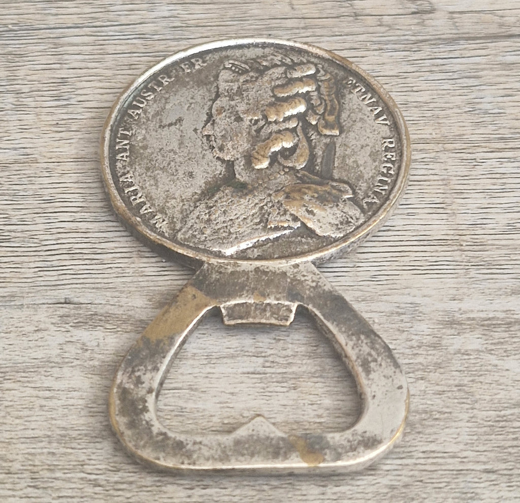 Vintage Silver Plated Brass Louis XVI Marie Antoinette Coin Bottle Opener 8.1cm