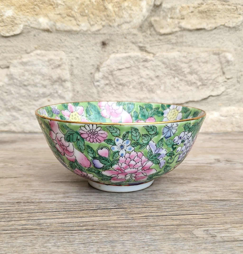 Chinese Republic Period 'Mille Fleur' Porcelain Bowl All-Over Hand-Painted Famille Rose 6" Decorative Bowl