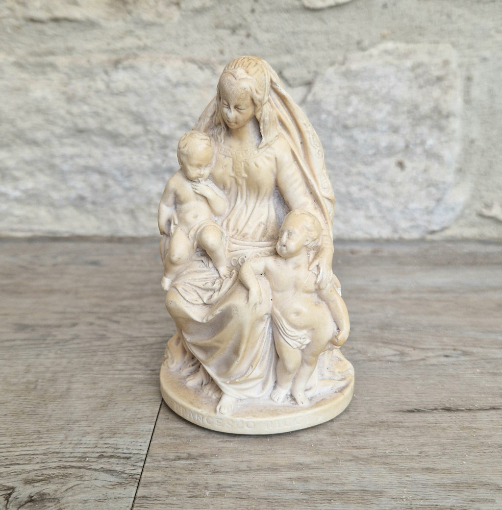 19th Century Antique Meerschaum Figurine Madonna & Child, St John Cherub. Hand-Carved Italian Grand Tour.