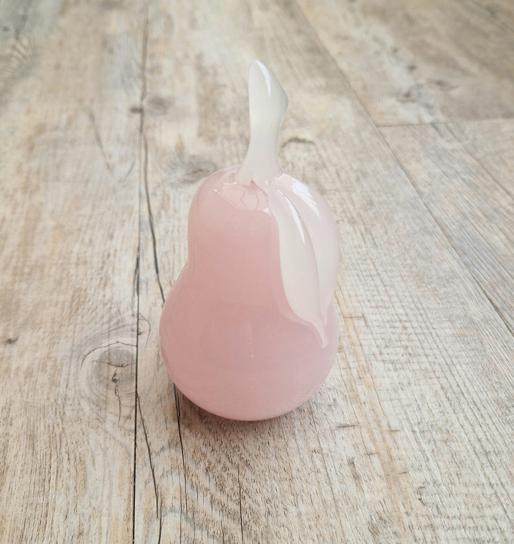 Pink Murano Glass Pear Ornament Archimede Seguso Alabastro Opaline 1950's Vintage Rare