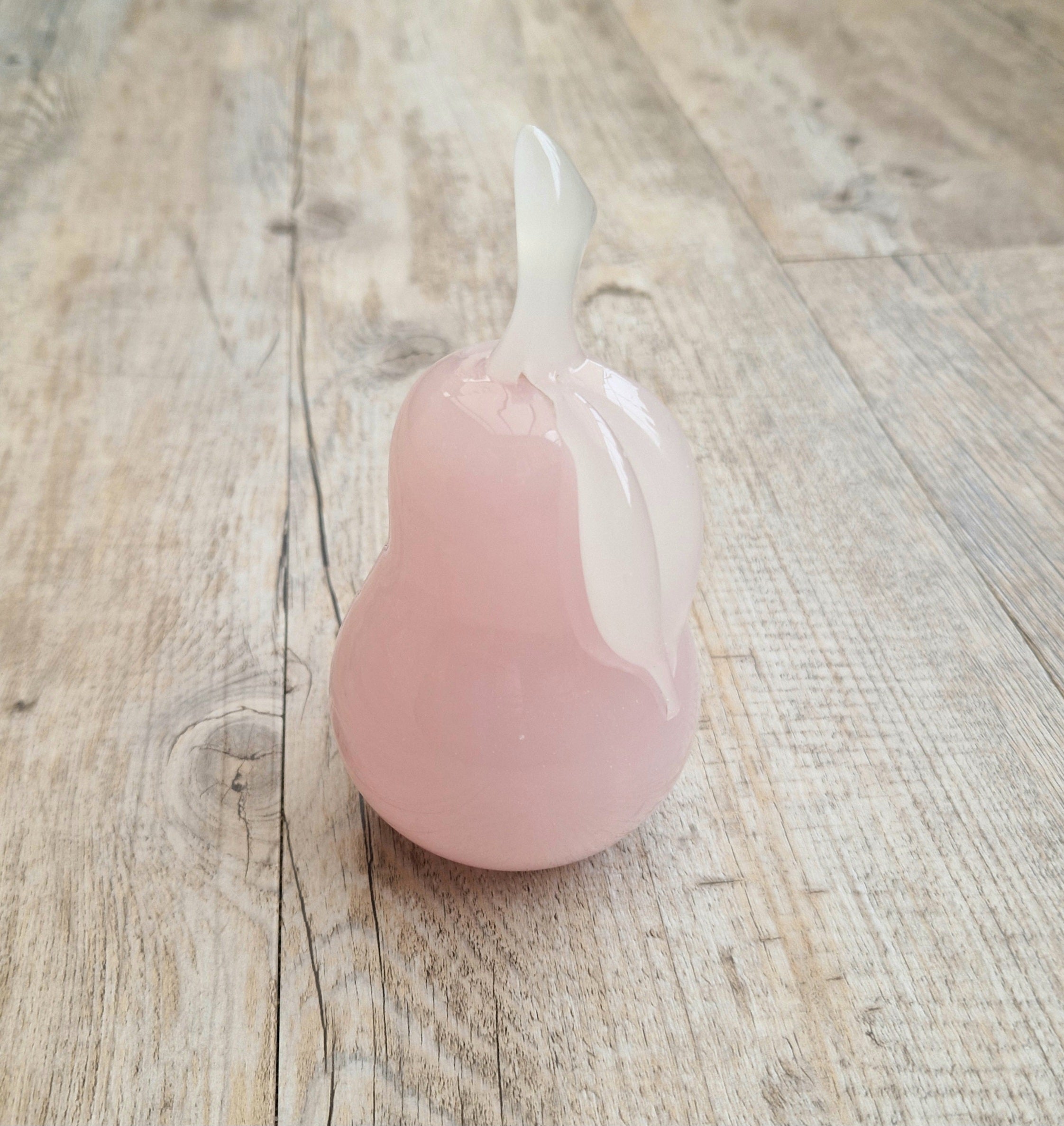 Pink Murano Glass Pear Ornament Archimede Seguso Alabastro Opaline 1950's Vintage Rare