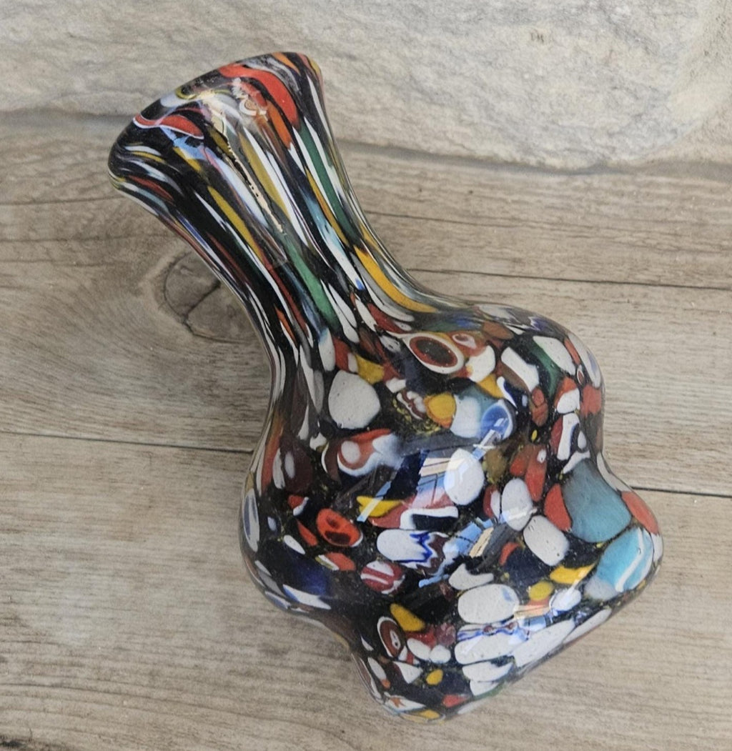 Vintage Italian Fratelli Toso Murano Vase 13cm Tall Multicoloured Hand Blown