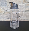 English Heavy Cut Glass & Pewter Water Pitcher Circa 1890 Antique Crystal