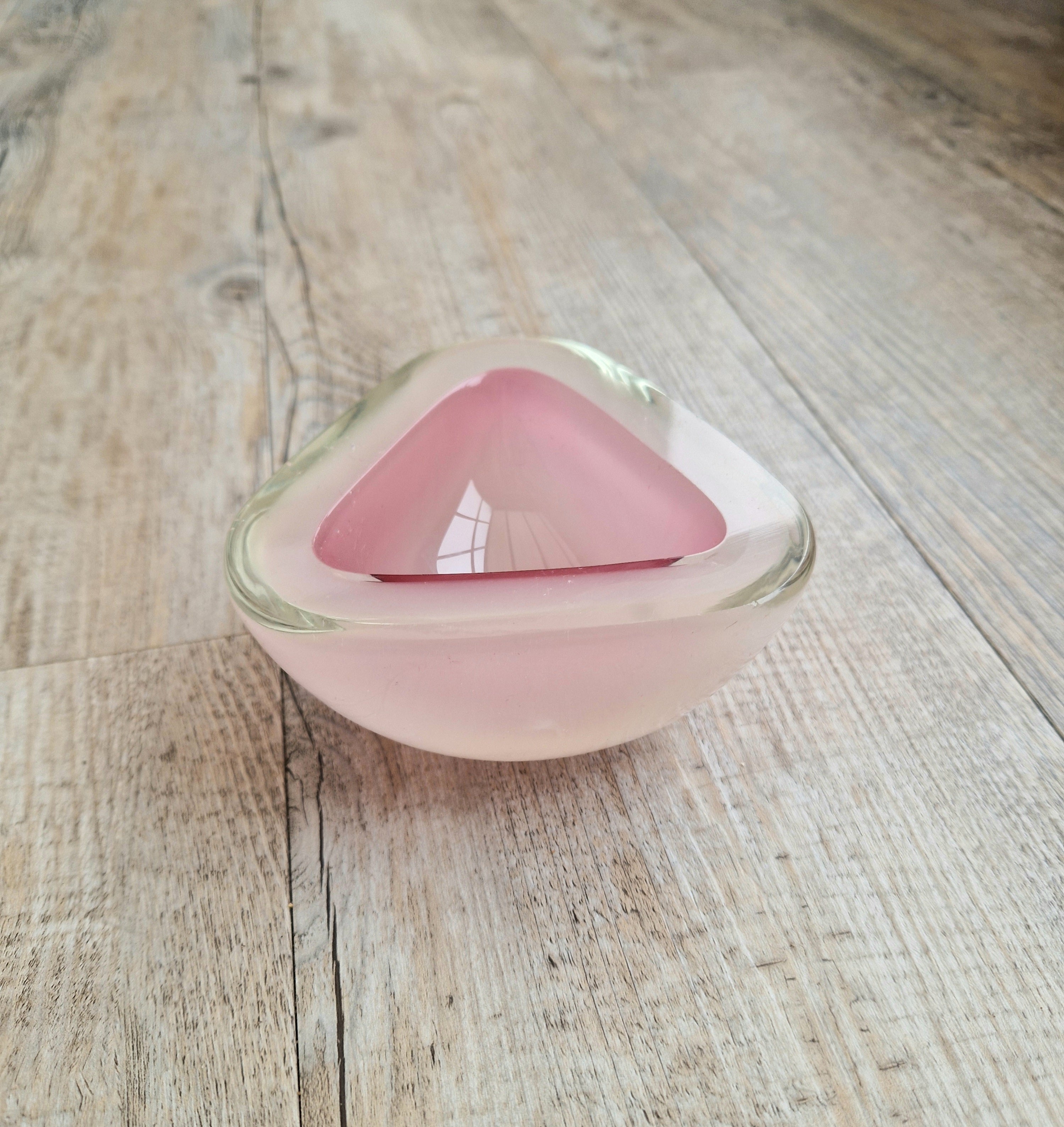 Archimede Seguso Opaline Pink Geode Bowl Murano Glass 1950's Italy