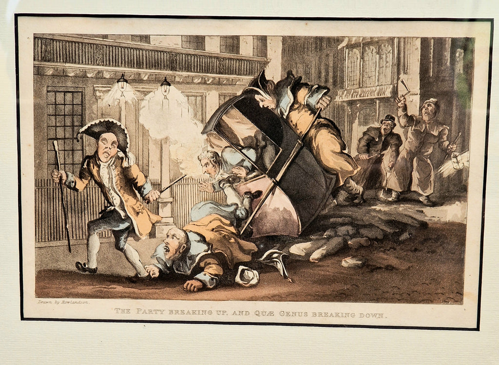 Thomas Rowlandson Lithograph Print 'The Party Breaking Up, And Quae Genus Breaking Down' Framed Wall Art
