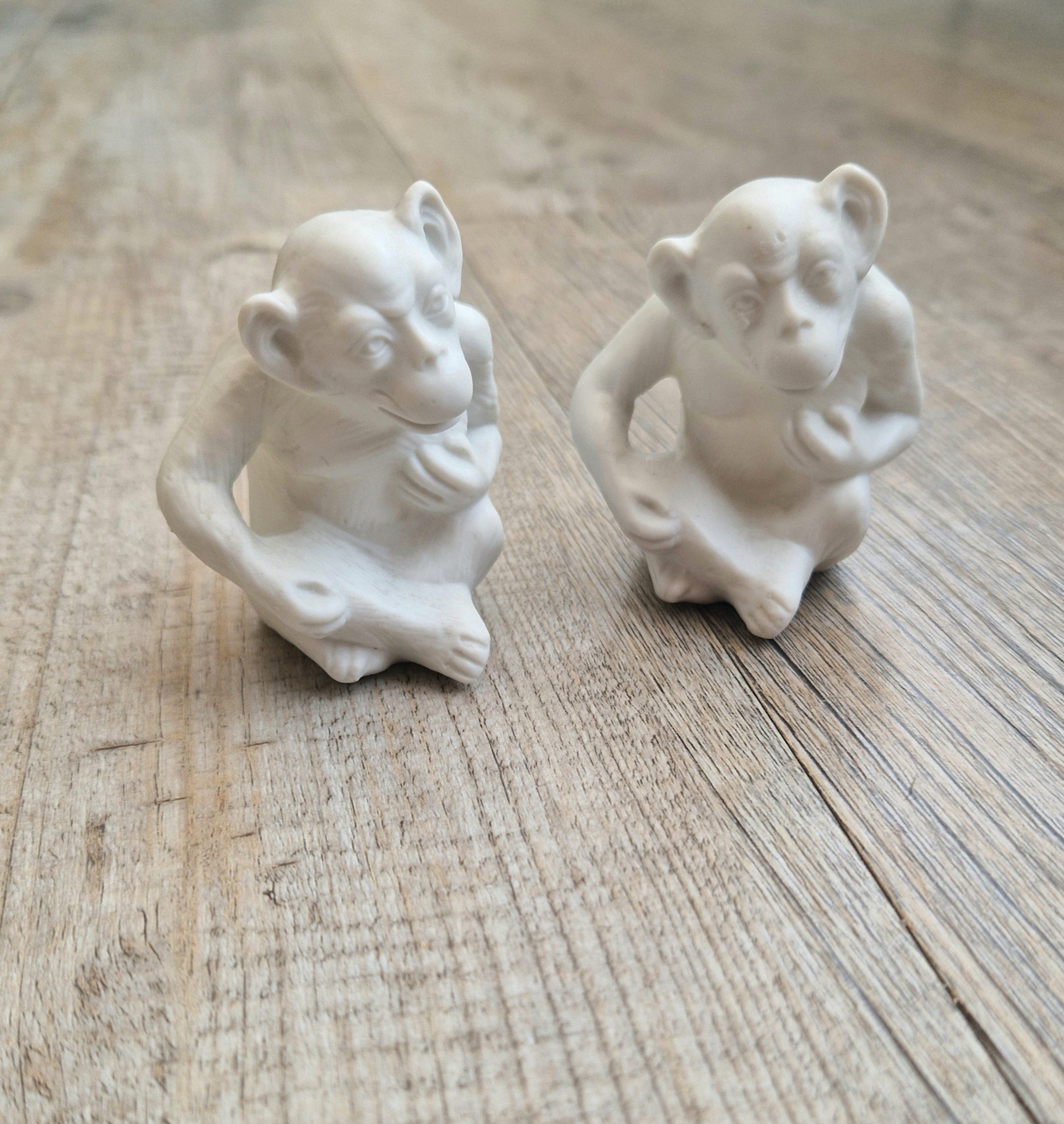 Antique Parian Ware Chimpanzee Match Holders: Stamped Germany 1859