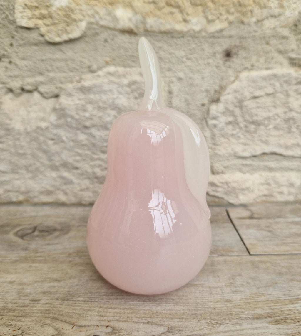 Pink Murano Glass Pear Ornament Archimede Seguso Alabastro Opaline 1950's Vintage Rare