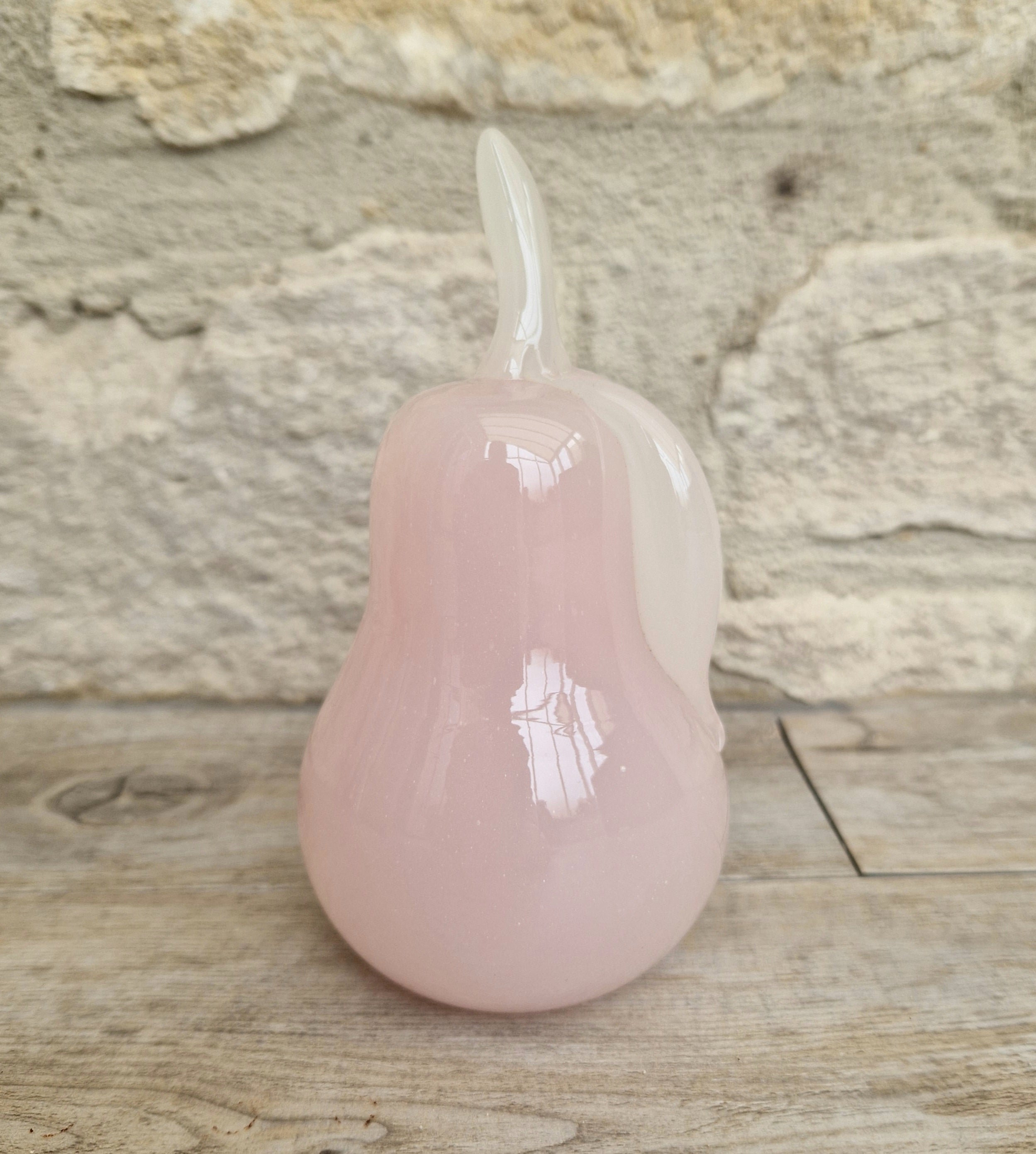 Pink Murano Glass Pear Ornament Archimede Seguso Alabastro Opaline 1950's Vintage Rare