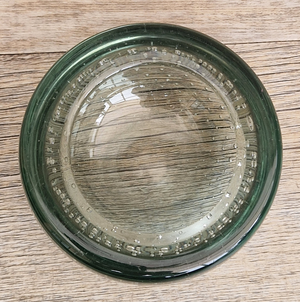 Vintage Whitefriars Sea Green Controlled Bubble Glass Bowl 9099 Mid Century Bullicante Dish