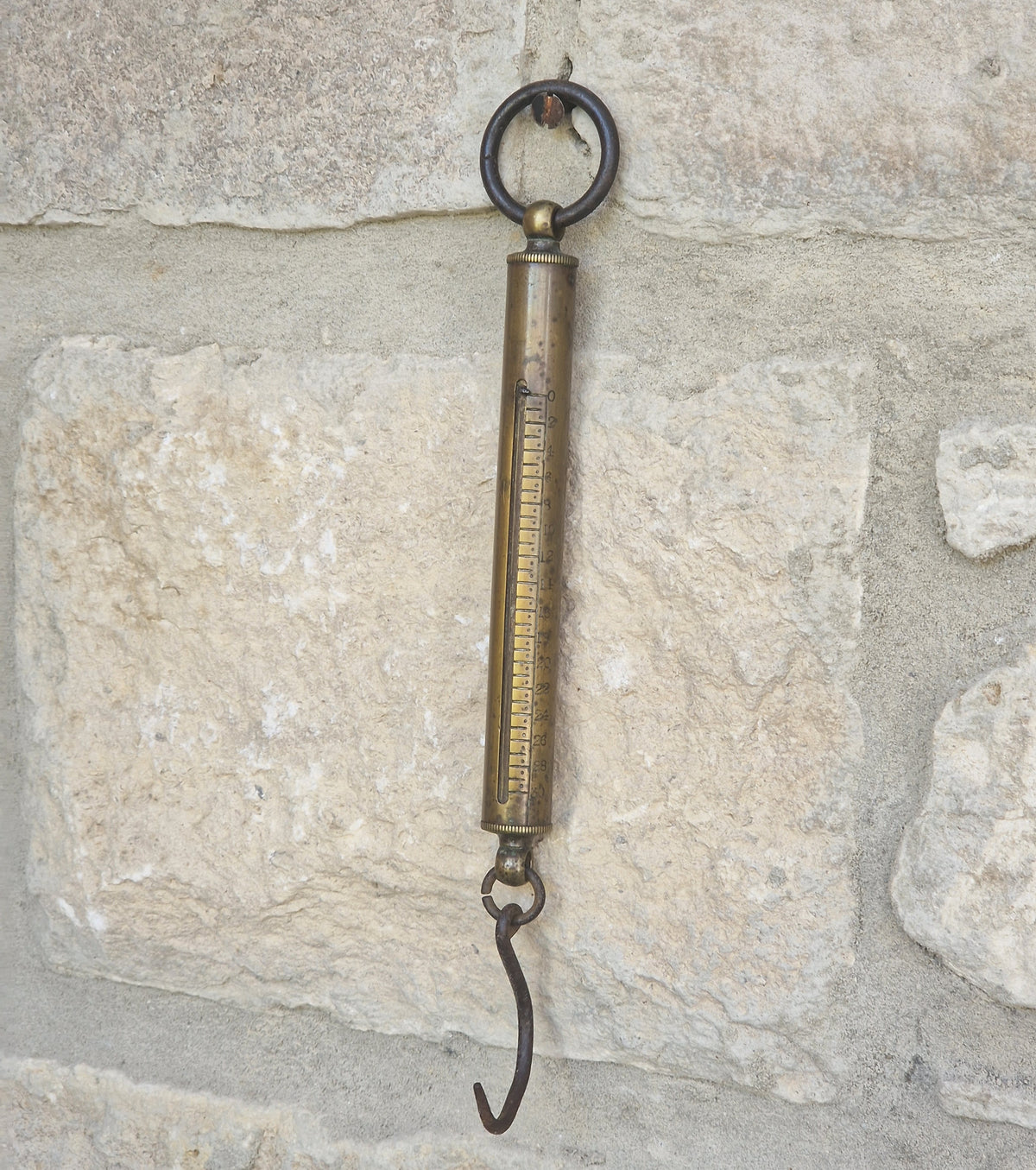 Antique Tubular Brass Spring Balance Scale Hanging Pocket Cylindrical Pocket Scales Working