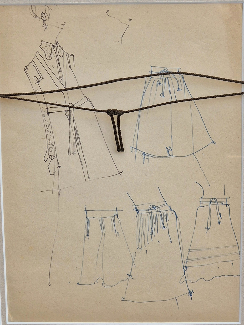 1970s Couture Fashion Drawings Double Framed Sketches Original Bill Gibb Style