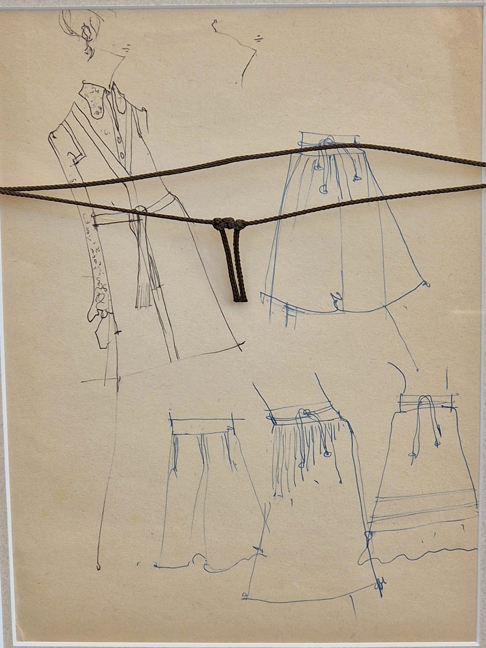1970s Couture Fashion Drawings Double Framed Sketches Original Bill Gibb Style