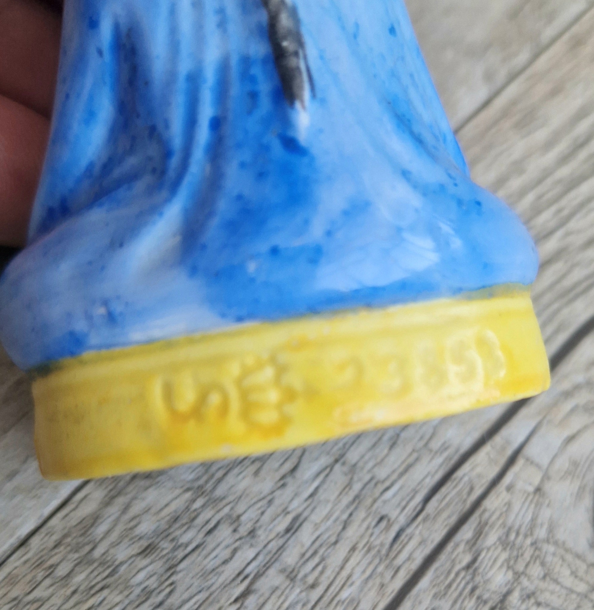Antique Sitzendorf Ceramic Seated Figure Perfume Bottle - Missing Crown Top
