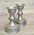Vintage Norwegian Pewter Candlesticks Pair Olav Cook Mid Century Scandinavian Viking Decor