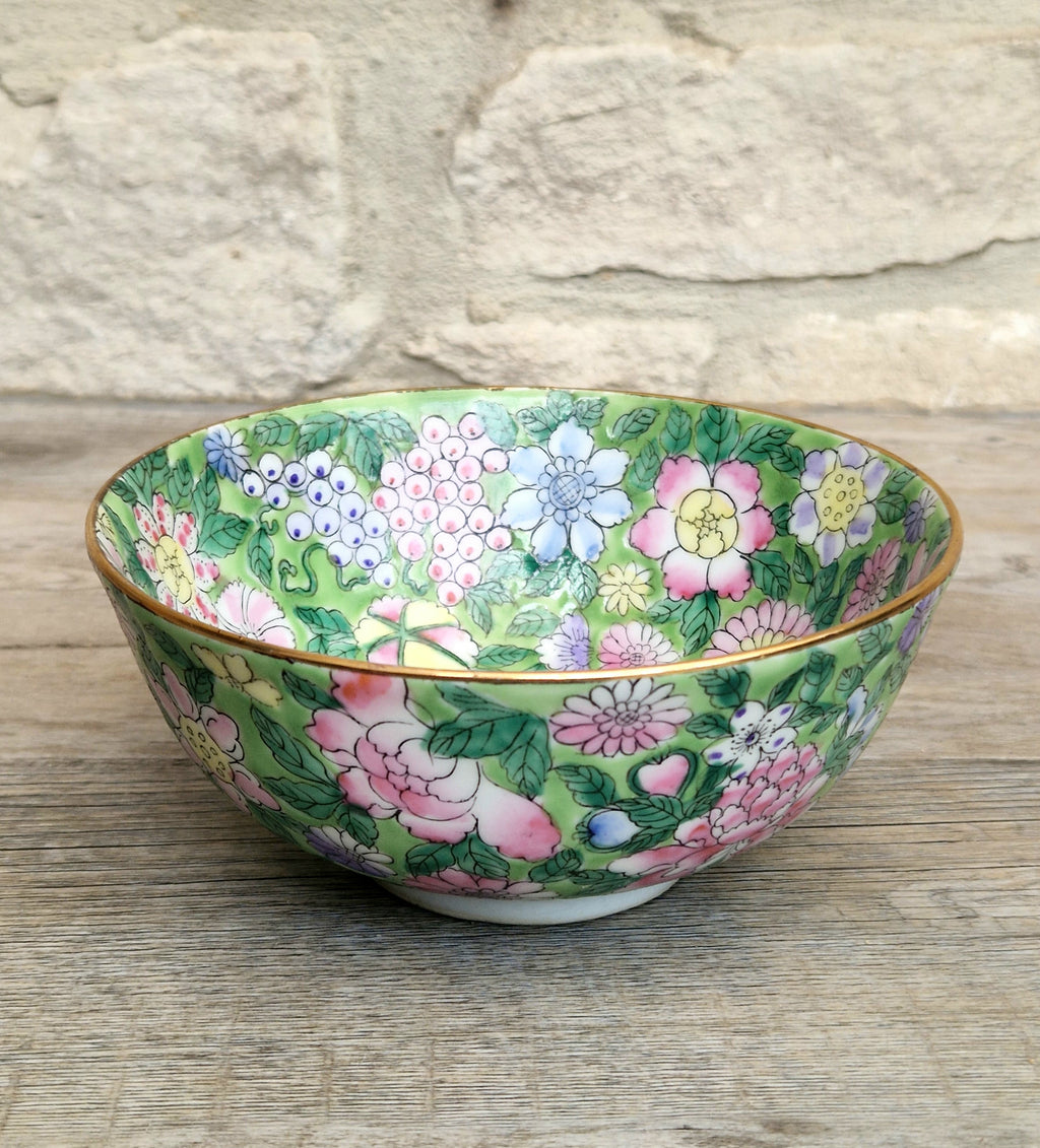 Chinese Republic Period 'Mille Fleur' Porcelain Bowl All-Over Hand-Painted Famille Rose 6" Decorative Bowl