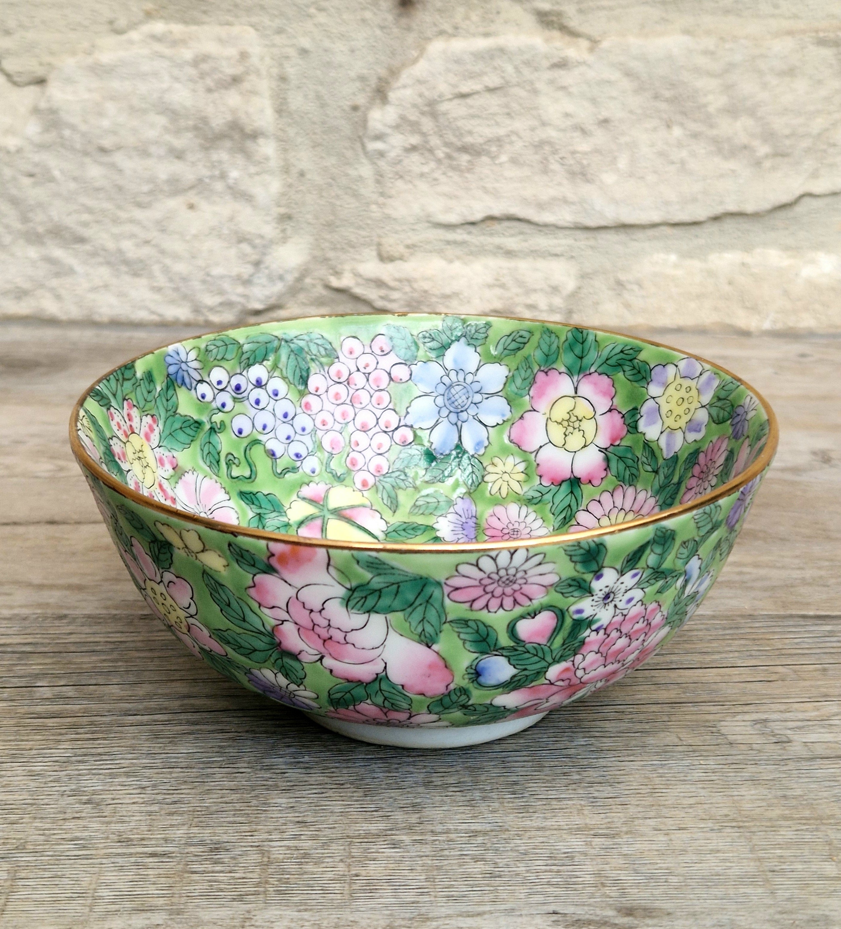 Chinese Republic Period 'Mille Fleur' Porcelain Bowl All-Over Hand-Painted Famille Rose 6" Decorative Bowl
