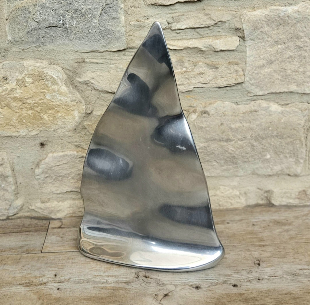 Vintage Large Hoselton Sailboat Abstract Aluminium Sculpture Signed Minimalist Nautical Decor 22cm Tall