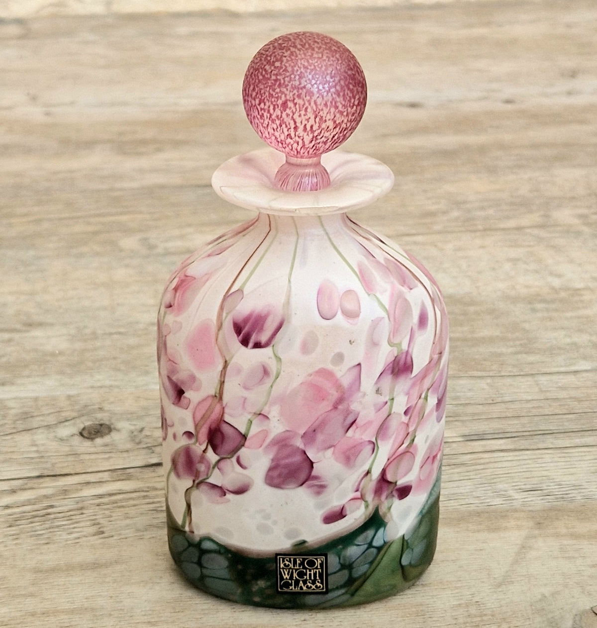 Isle Of Wight Glass Perfume Bottle, Lilac Flower Garden, Michael & Elizabeth Harris