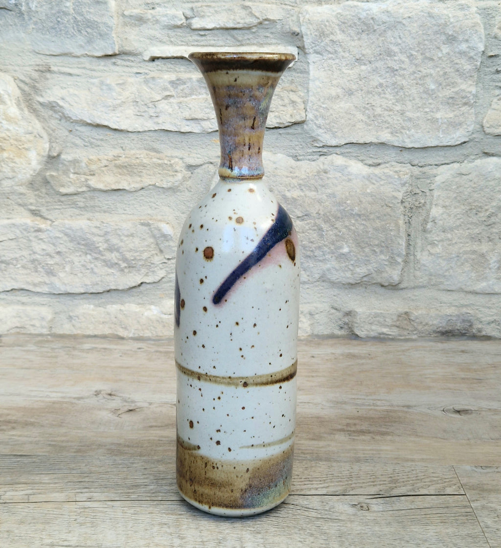 Vintage Oldrich Asenbryl Sarn Pottery 28cm Stoneware Bottle Vase Welsh Studio Ceramic 1970s