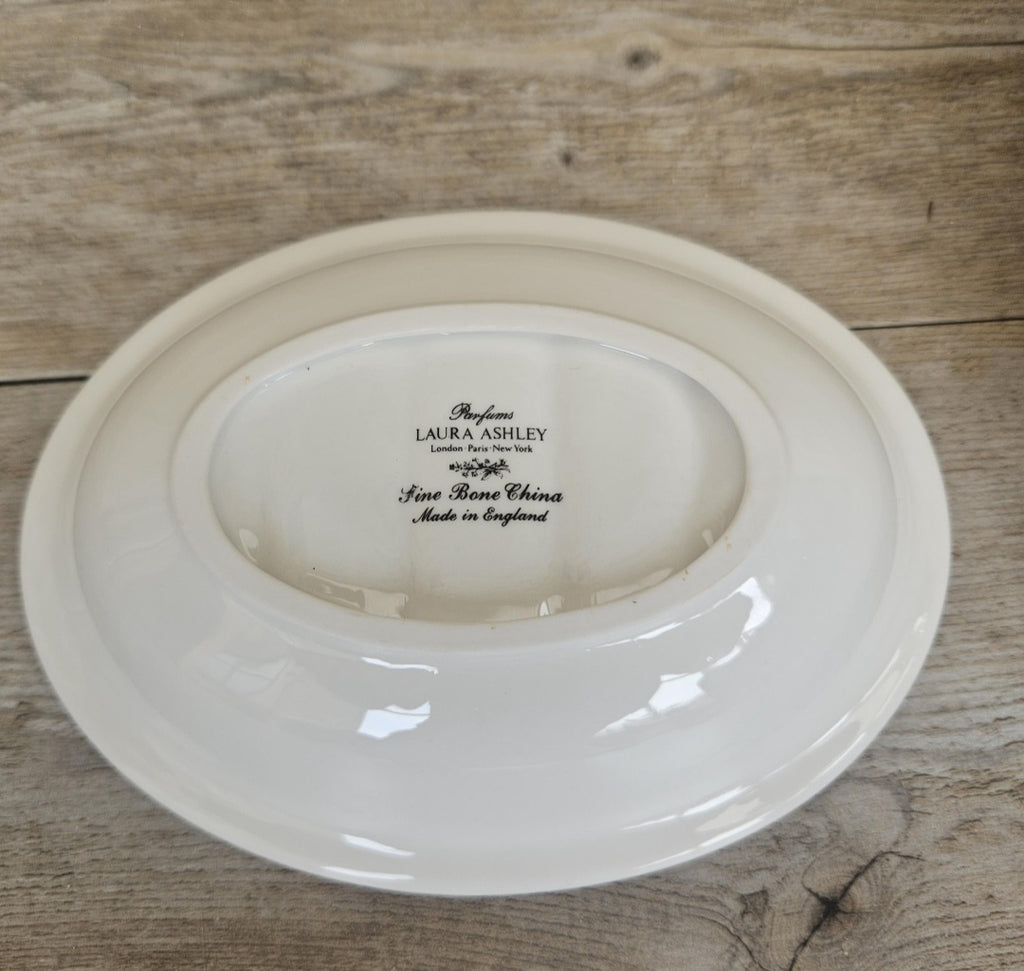 Vintage 1980s Laura Ashley Pretty Oval Floral Soap Dish Unused in Box Made in England